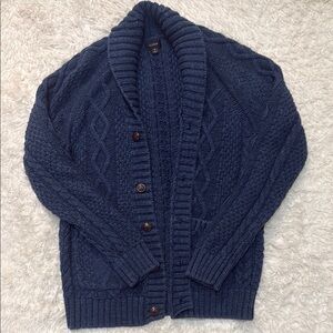 J. Crew Navy Cable Knit Shawl Collar Cardigan